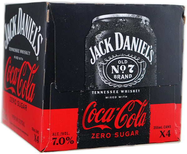 Jack Daniels Jack & Coke Zero 4pk 355ml