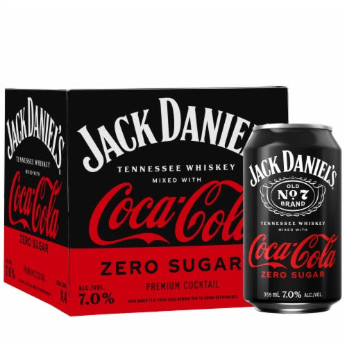 Jack Daniels Jack & Coke Zero 4pk 355ml