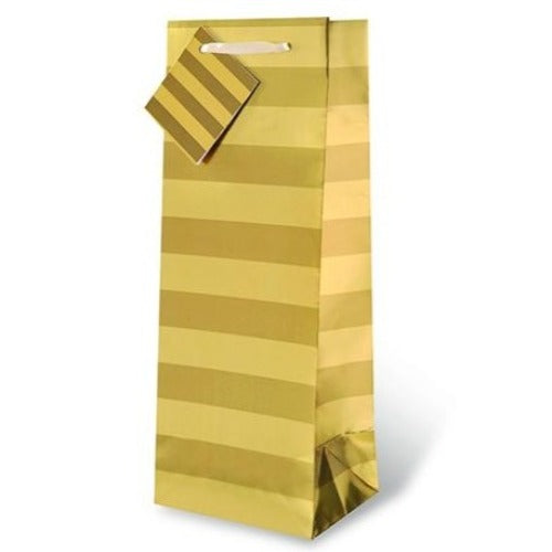 Gold Stripe Foil Wine Gift Bag